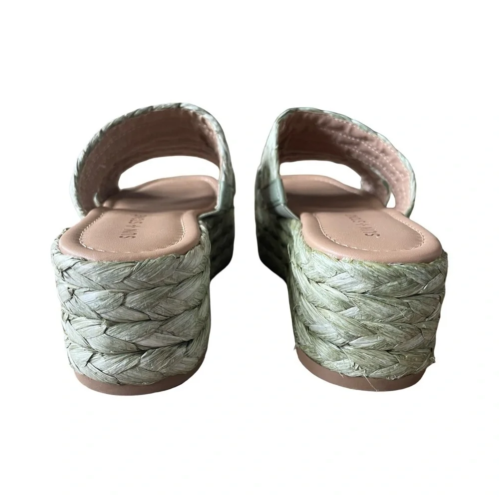 Sun + Stone Olinkaa Espadrille Platform Sandals Sage Green Size 7